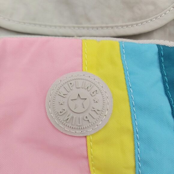 Kipling Marigold Small Rainbow Backpack Stripe Light Gray Nylon Travel School main image 13